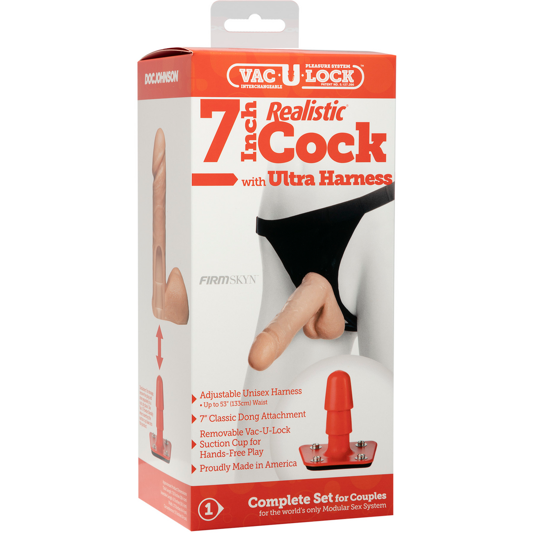 Realistische Dildo met Ultra Harnas - 7 / 18 cm - Vanille Fleischfarben - 3