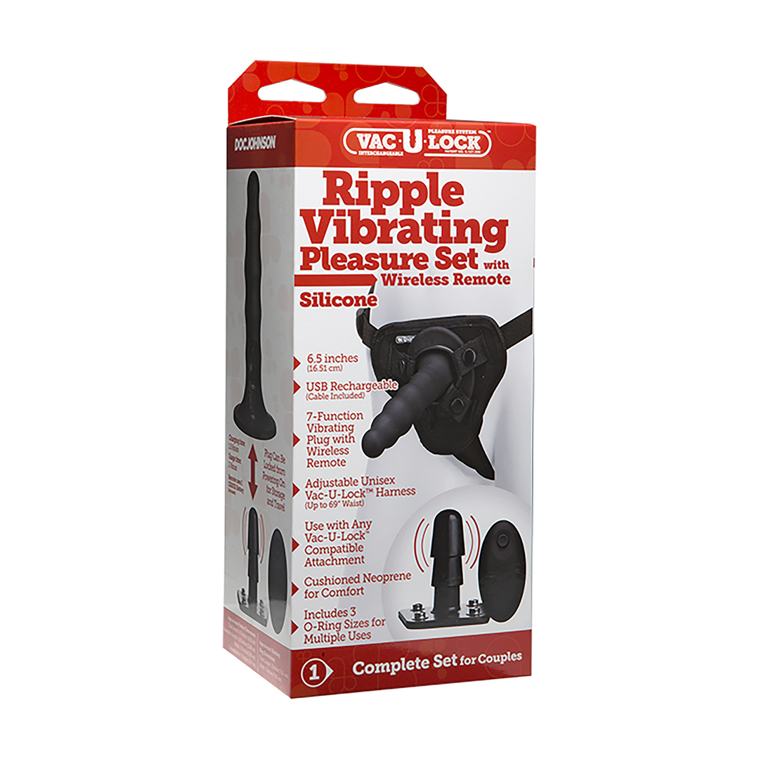 Geribbelde Vibrerende Plezier Set met Afstandsbediening Schwarz - 0