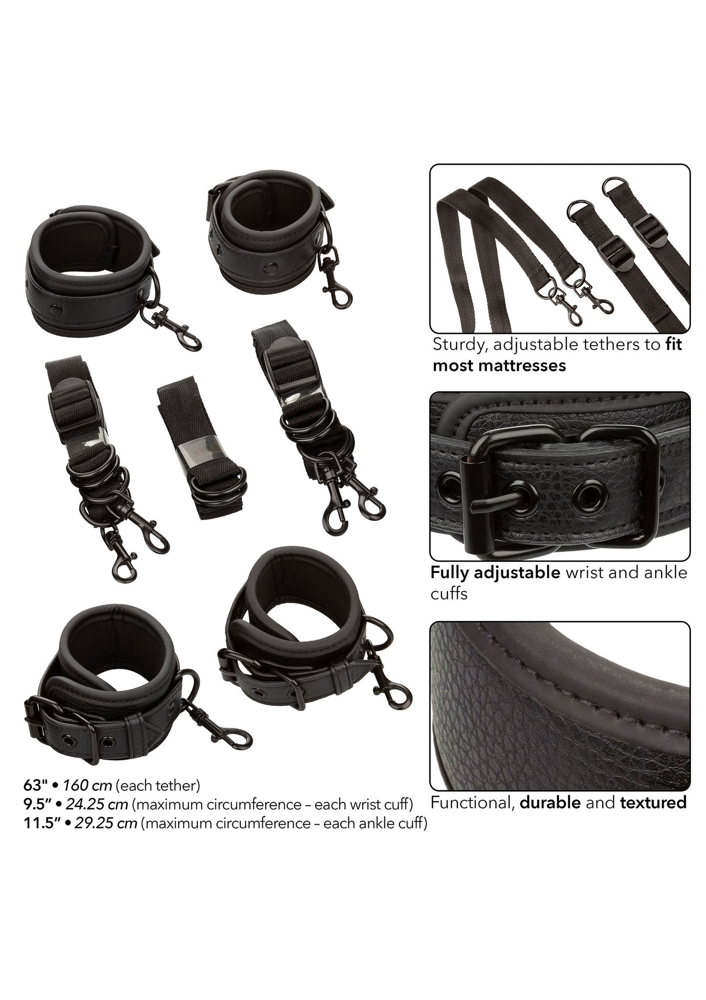 CalExotics Nocturnal Collection Bed Restraints BLACK - 1