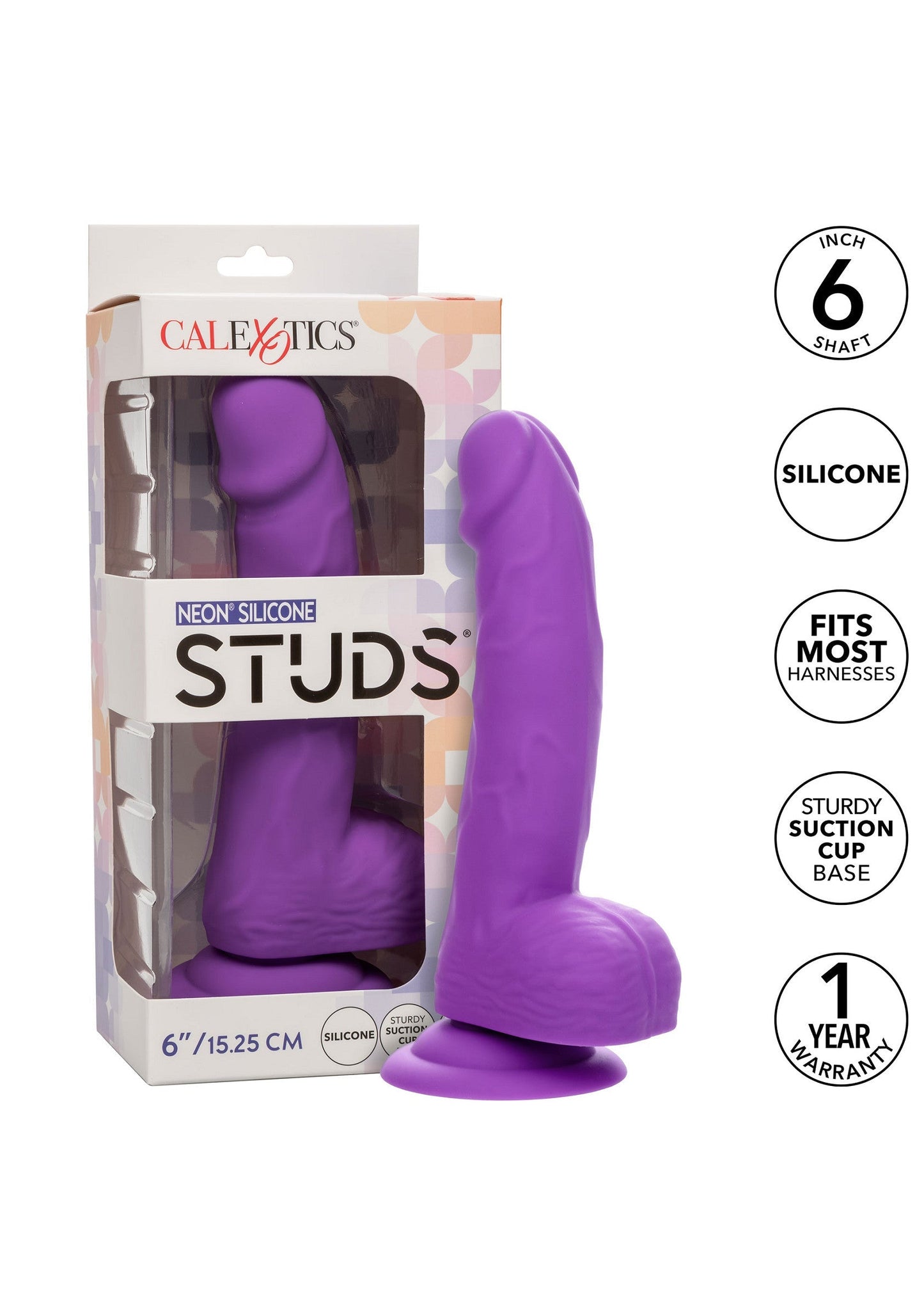 Neon Silicone Studs 6 inch PINK - 12