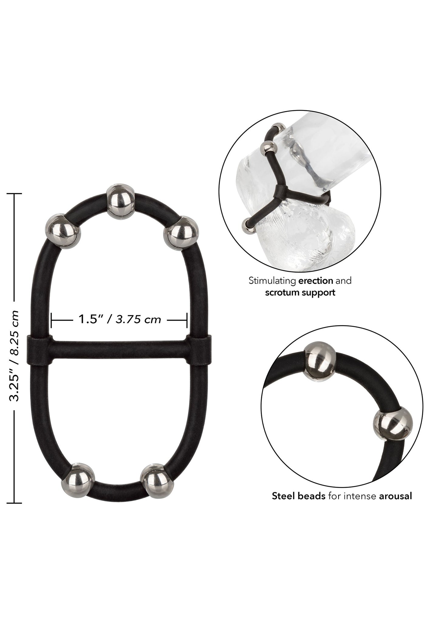 CalExotics Steel Beaded Dual Silicone Maximizer BLACK - 3