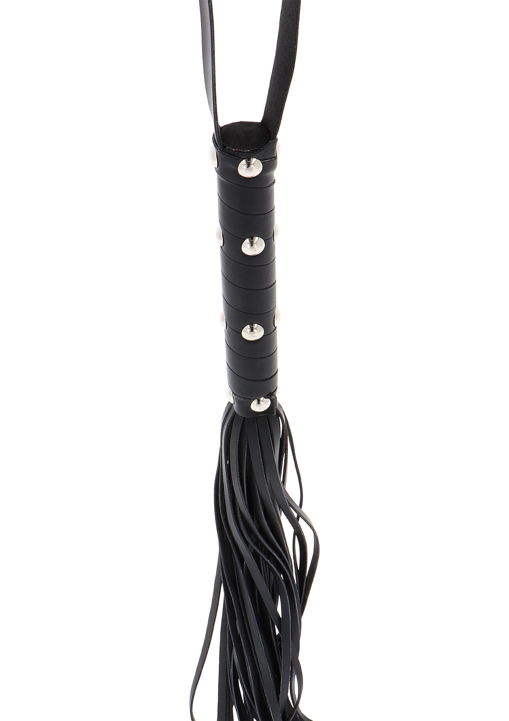 Hidden Desire Extreme Long Studded Flogger Whip BLACK - 0