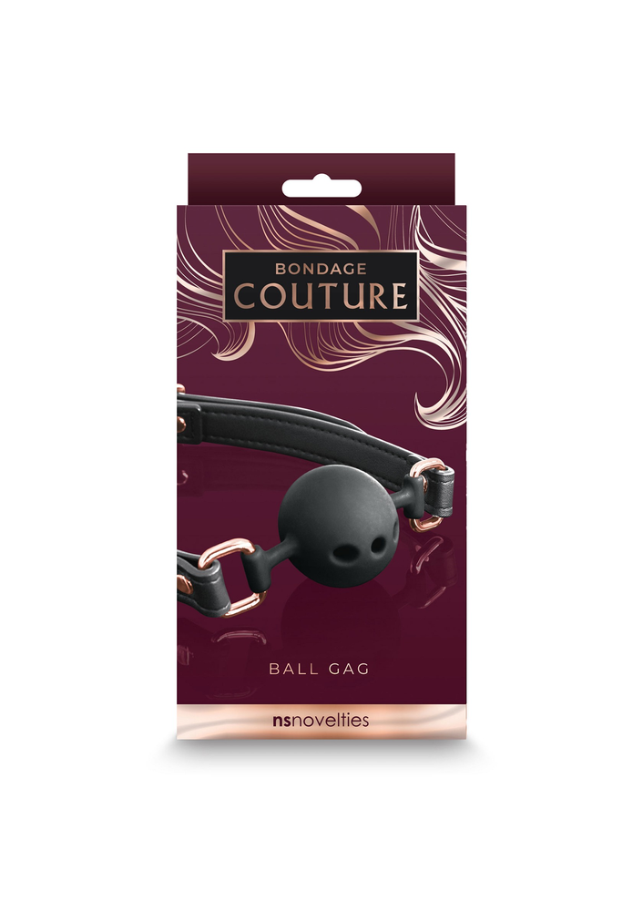 NS Novelties Bondage Couture Ball Gag BLACK - 0