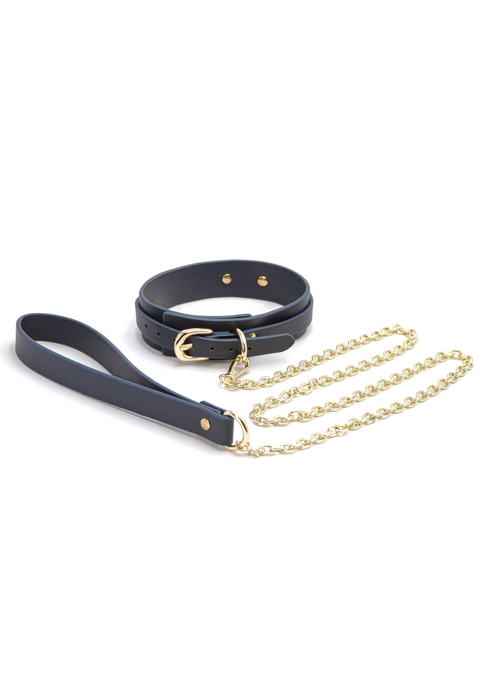 NS Novelties Bondage Couture Collar and Leash BLUE - 1