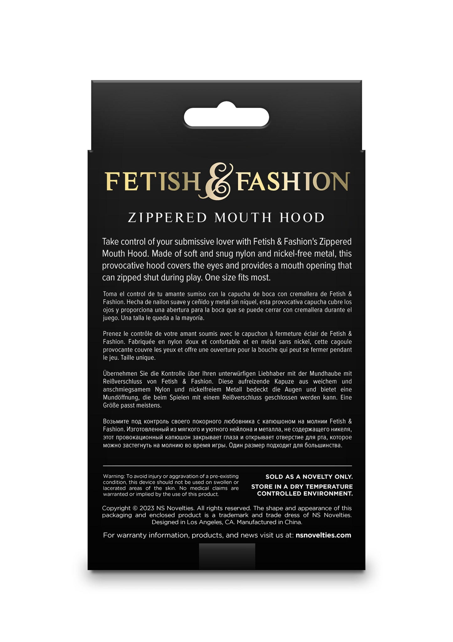 NS Novelties Fetish & Fashion Zippered Mouth Hood WHITE - 2