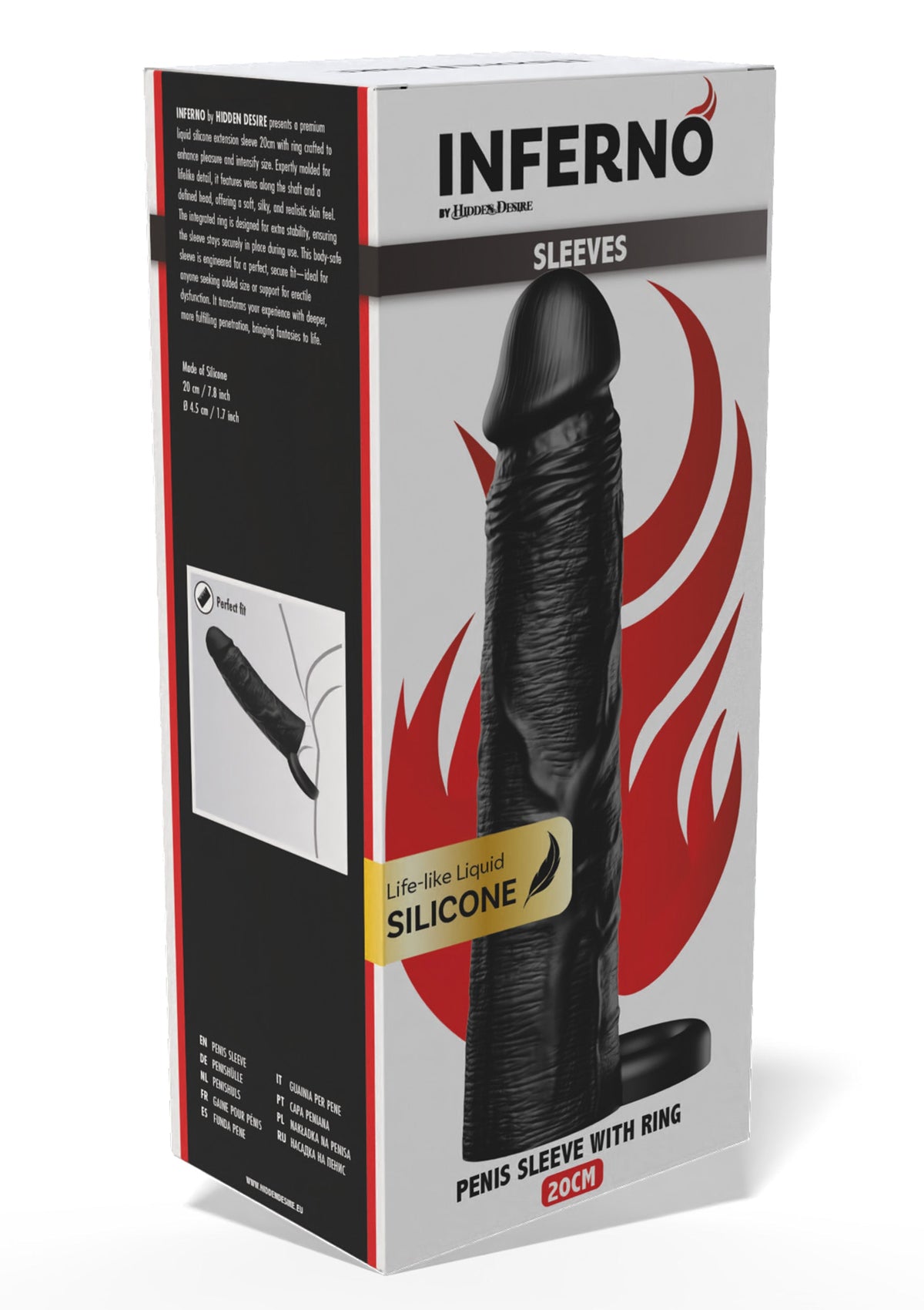Penis Sleeve Liquid Silicone Ring 20 cm BLACK - 5