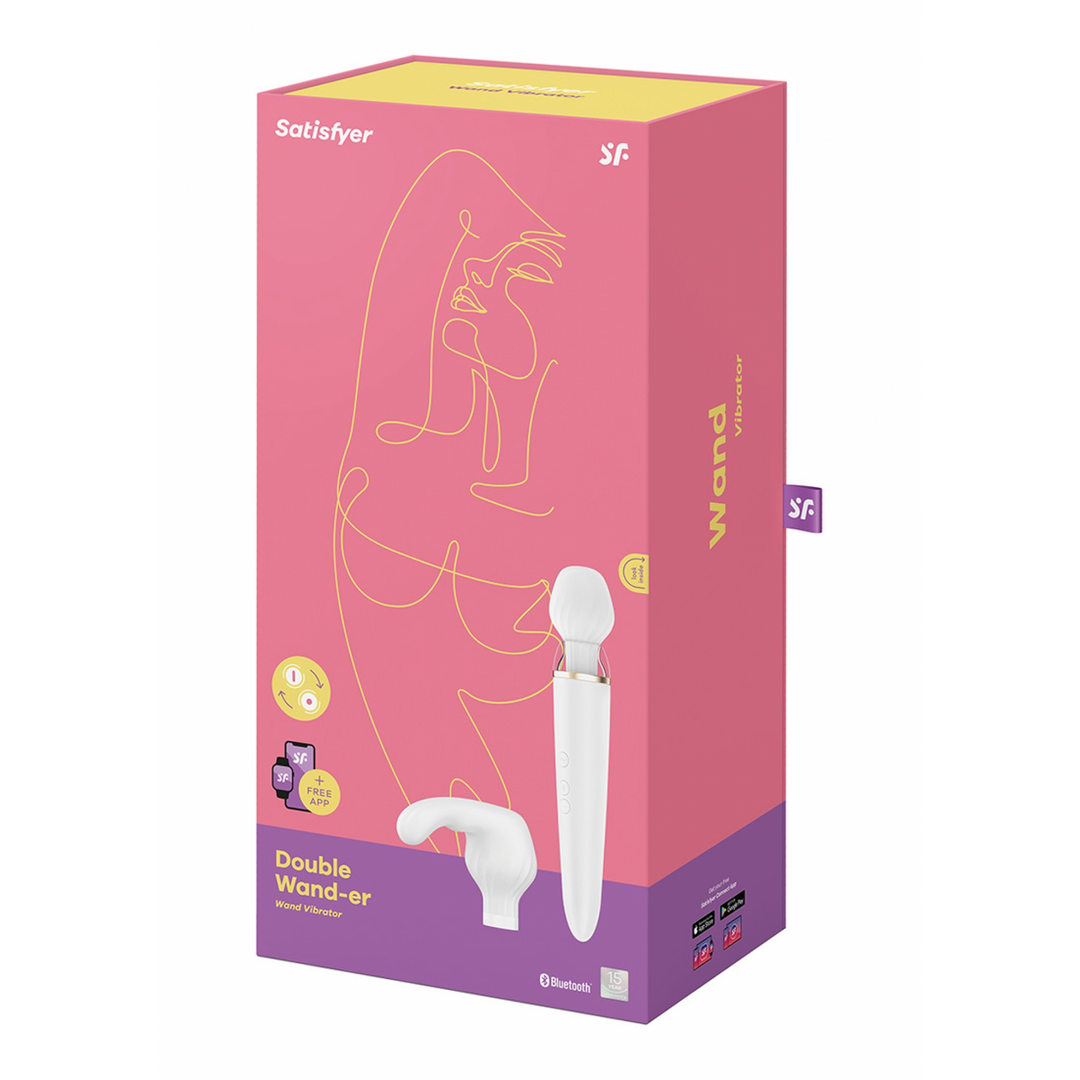 Double Wand-er Wand - Massage Wand en Vibrator - Wit Weiß - 2