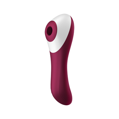 Dual Crush - Invoegbare Dubbele Luchtdruk Vibrator - Wijnrood Rot - 2