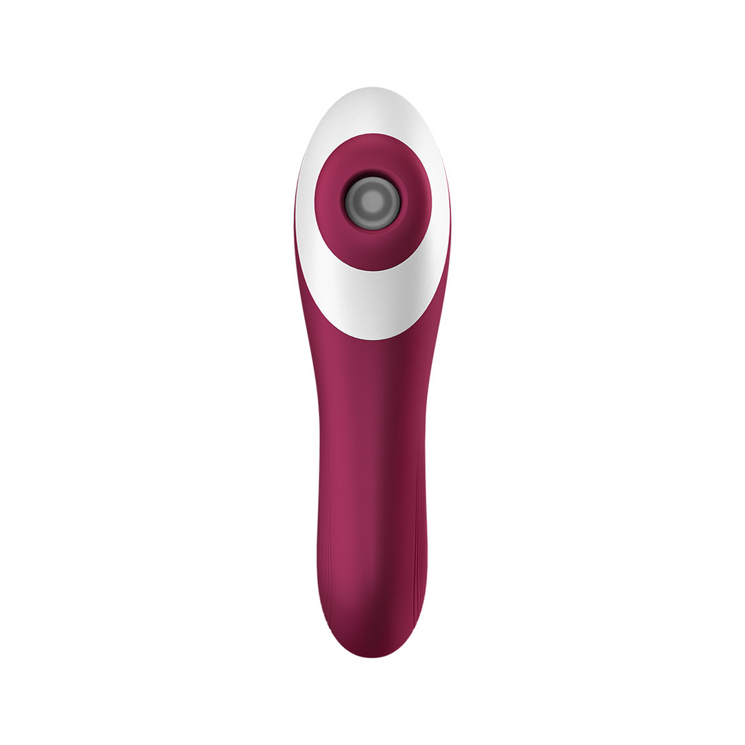 Dual Crush - Invoegbare Dubbele Luchtdruk Vibrator - Wijnrood Rot - 3