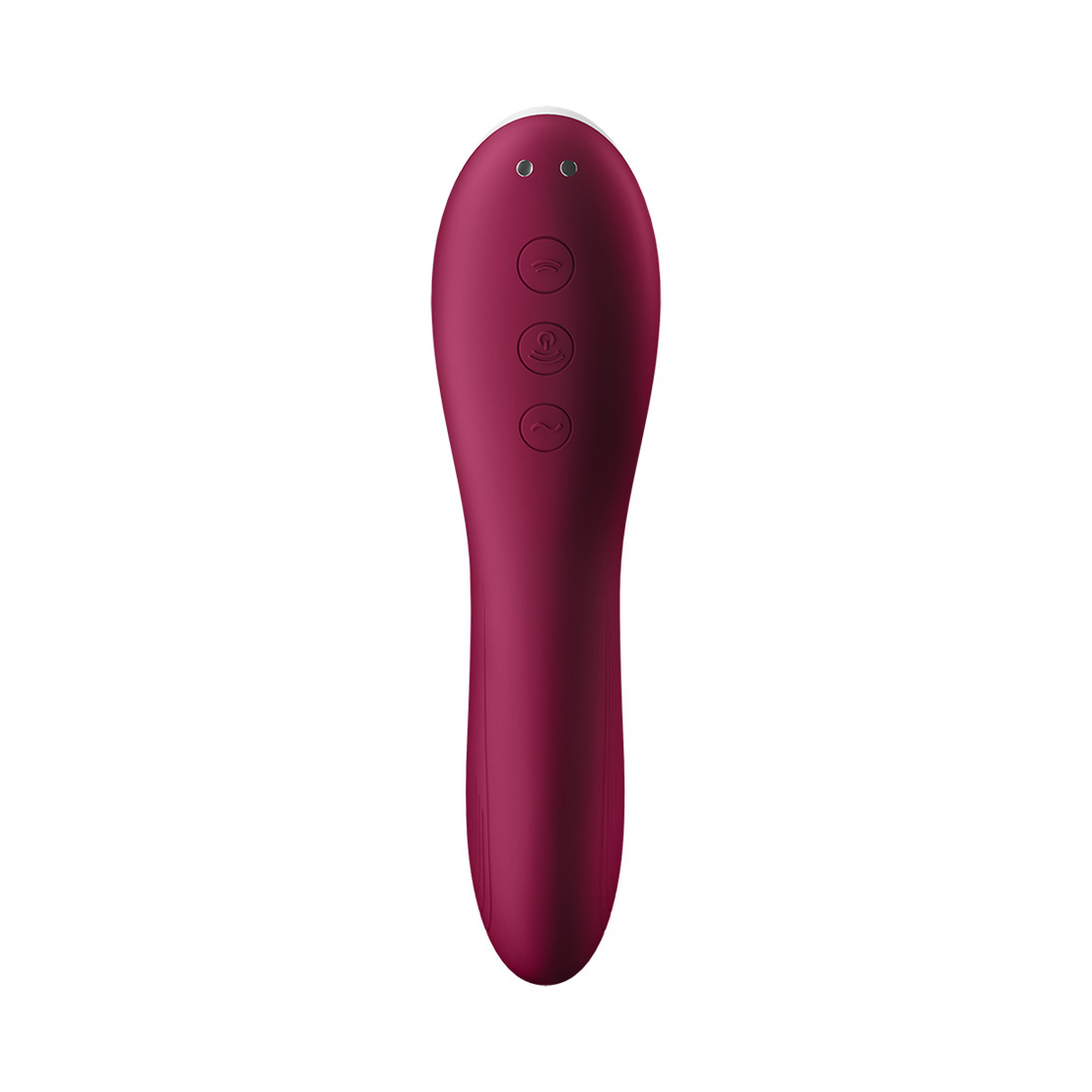 Dual Crush - Invoegbare Dubbele Luchtdruk Vibrator - Wijnrood Rot - 0