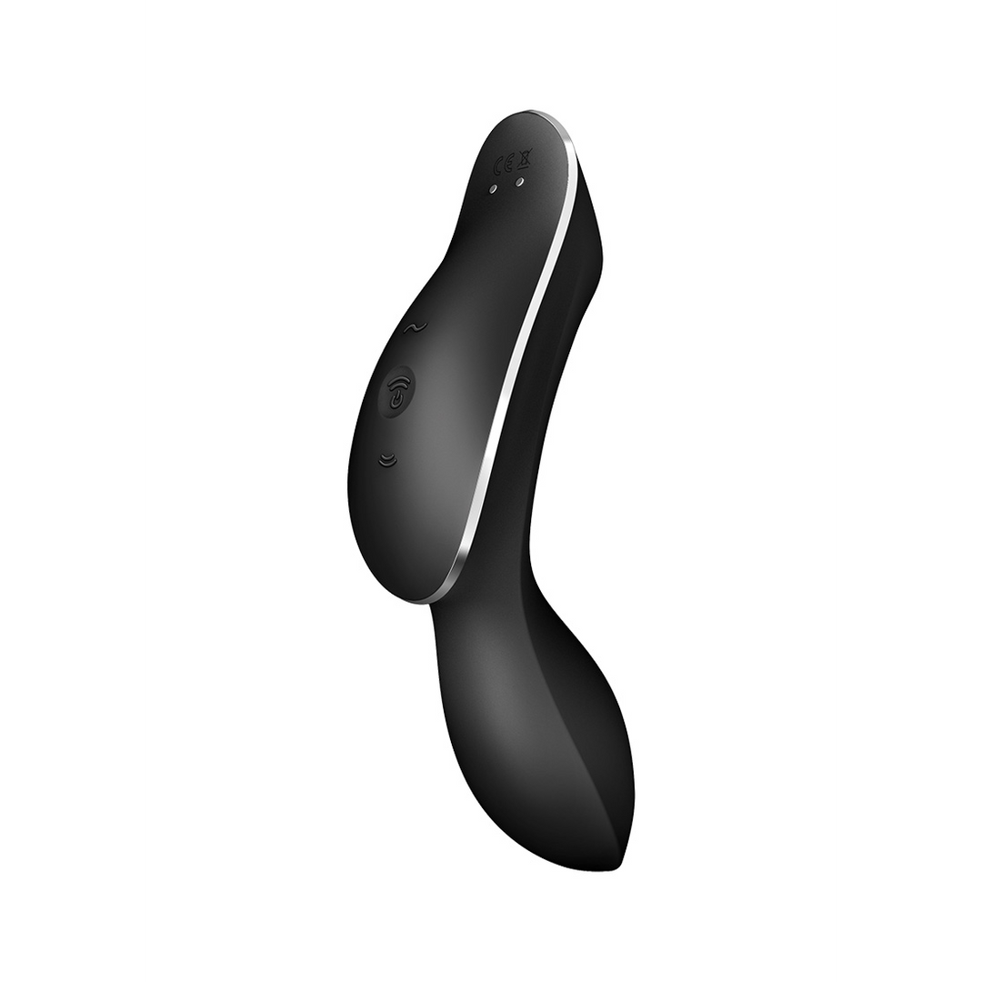Curvy Trinity 2 - Invoegbare Air Pulse Vibrator - Zwart Schwarz - 0