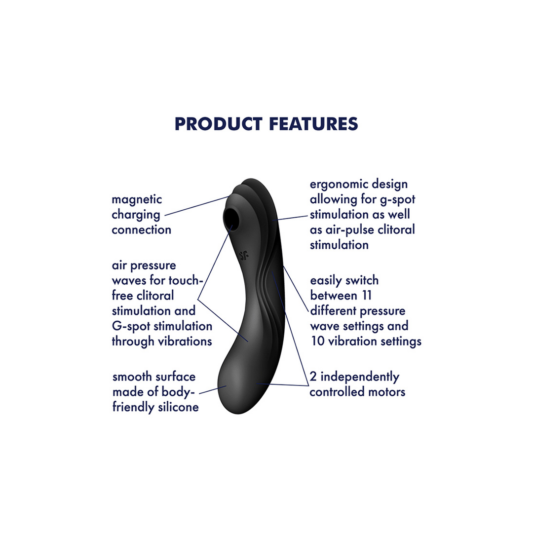 Curvy Trinity 4 - Insertable Air Pulse Vibrator - Zwart Schwarz - 0