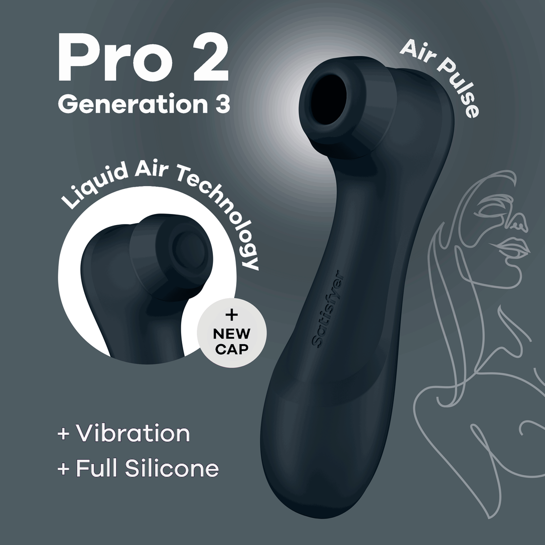 Pro 2 Generatie 3 - Double Air Pulse Vibrator - Liquid Air - Zwart Schwarz - 3