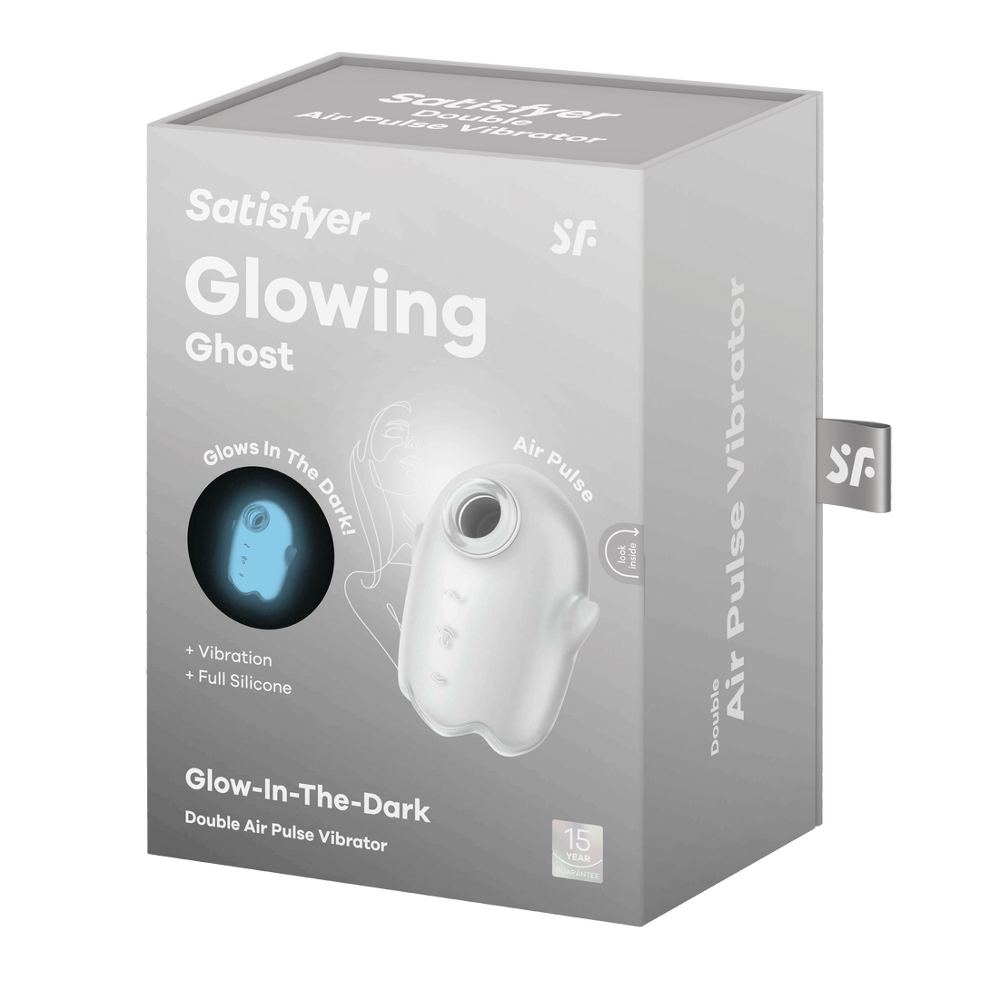 Glowing Ghost - Glow in the Dark - Dubbele Air Pulse Vibrator - Wit Weiß - 3