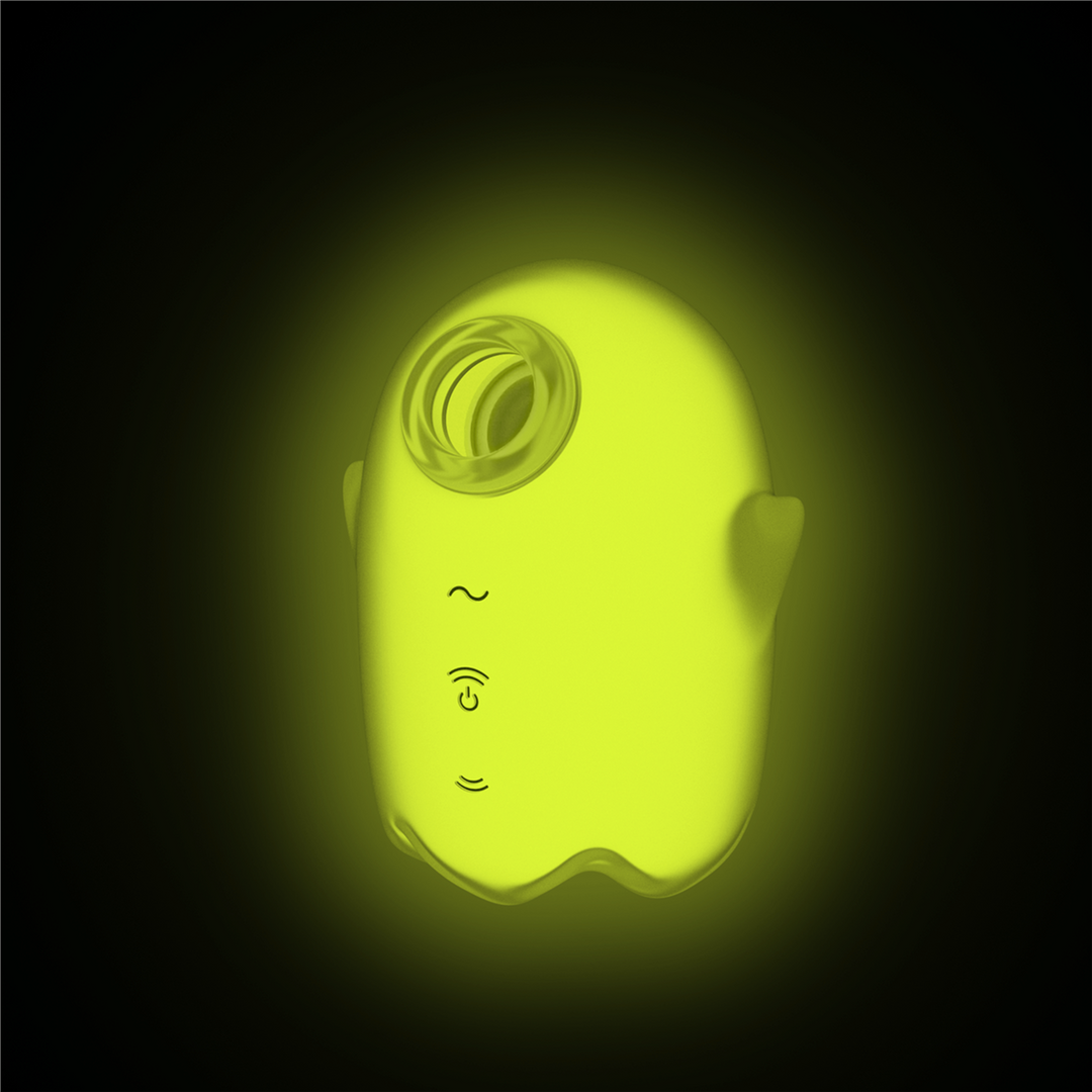 Glowing Ghost - Glow in the Dark - Dubbele Air Pulse Vibrator - Geel Gelb - 4