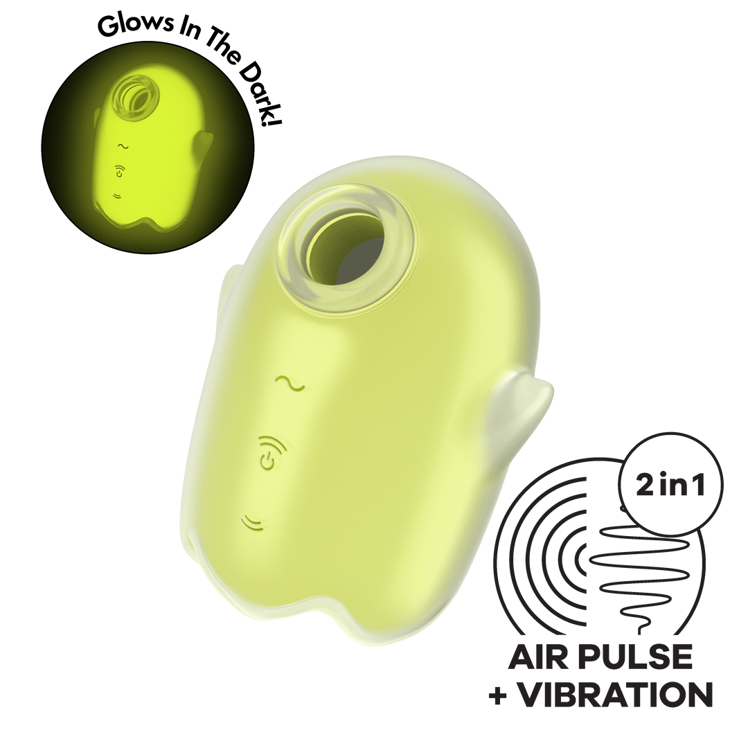 Glowing Ghost - Glow in the Dark - Dubbele Air Pulse Vibrator - Geel Gelb - 5