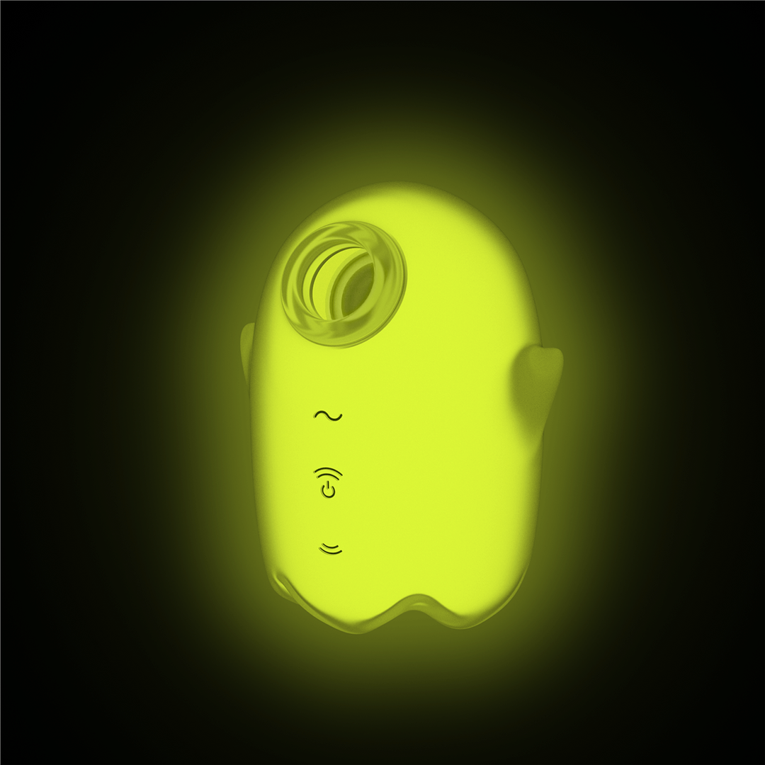 Glowing Ghost - Glow in the Dark - Dubbele Air Pulse Vibrator - Geel Gelb - 4