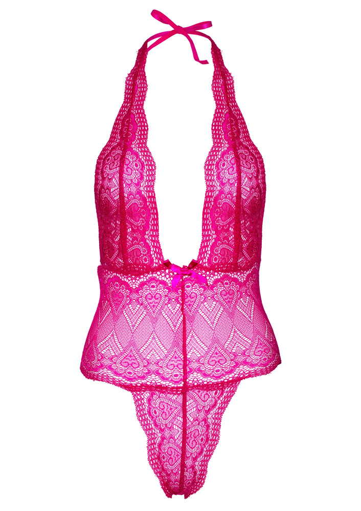 Daring Intimates Heart Lace Teddy PINK S/M - 2