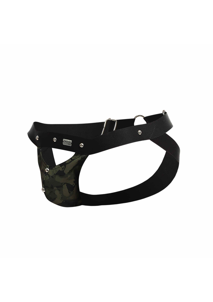 MOB Eroticwear Dngeon Peekaboo Jock GREEN O/S - 4
