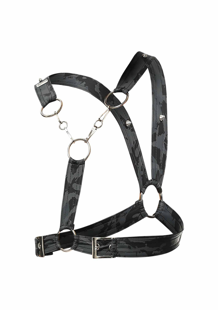 MOB Eroticwear Dngeon Cross Chain Harness GREY O/S - 3