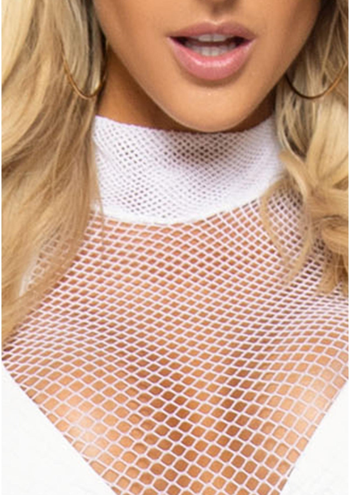 Ultra Net High Neck Mini Dress WHITE O/S - 8