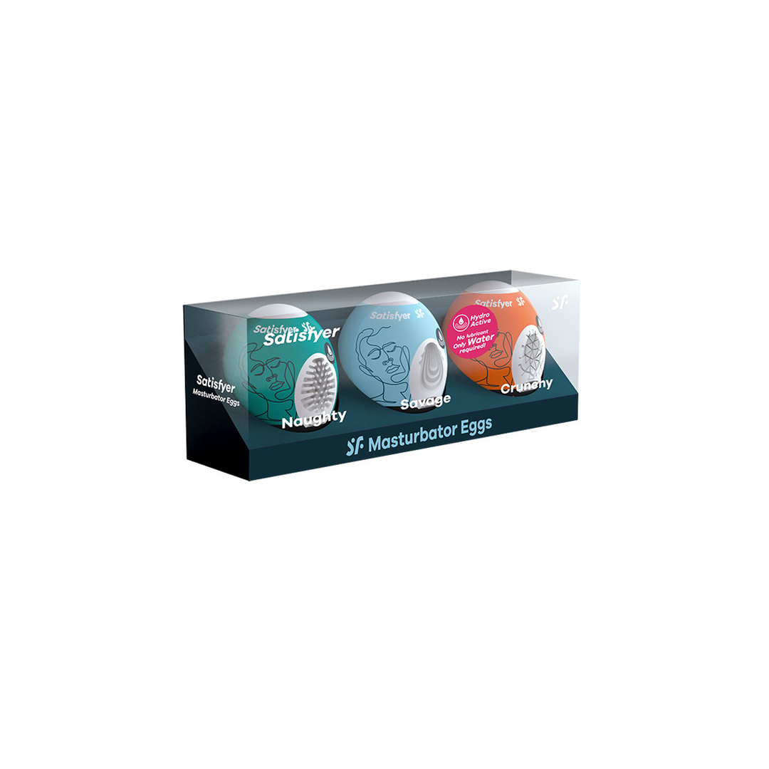 Masturbator Egg Set - Naughty, Savage, Crunchy - 3 Stuks Multicolor - 0