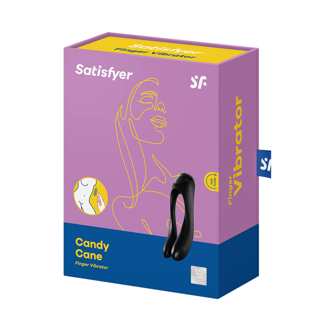 Candy Cane - Vinger Vibrator voor Intieme Zones - Zwart Schwarz - 3