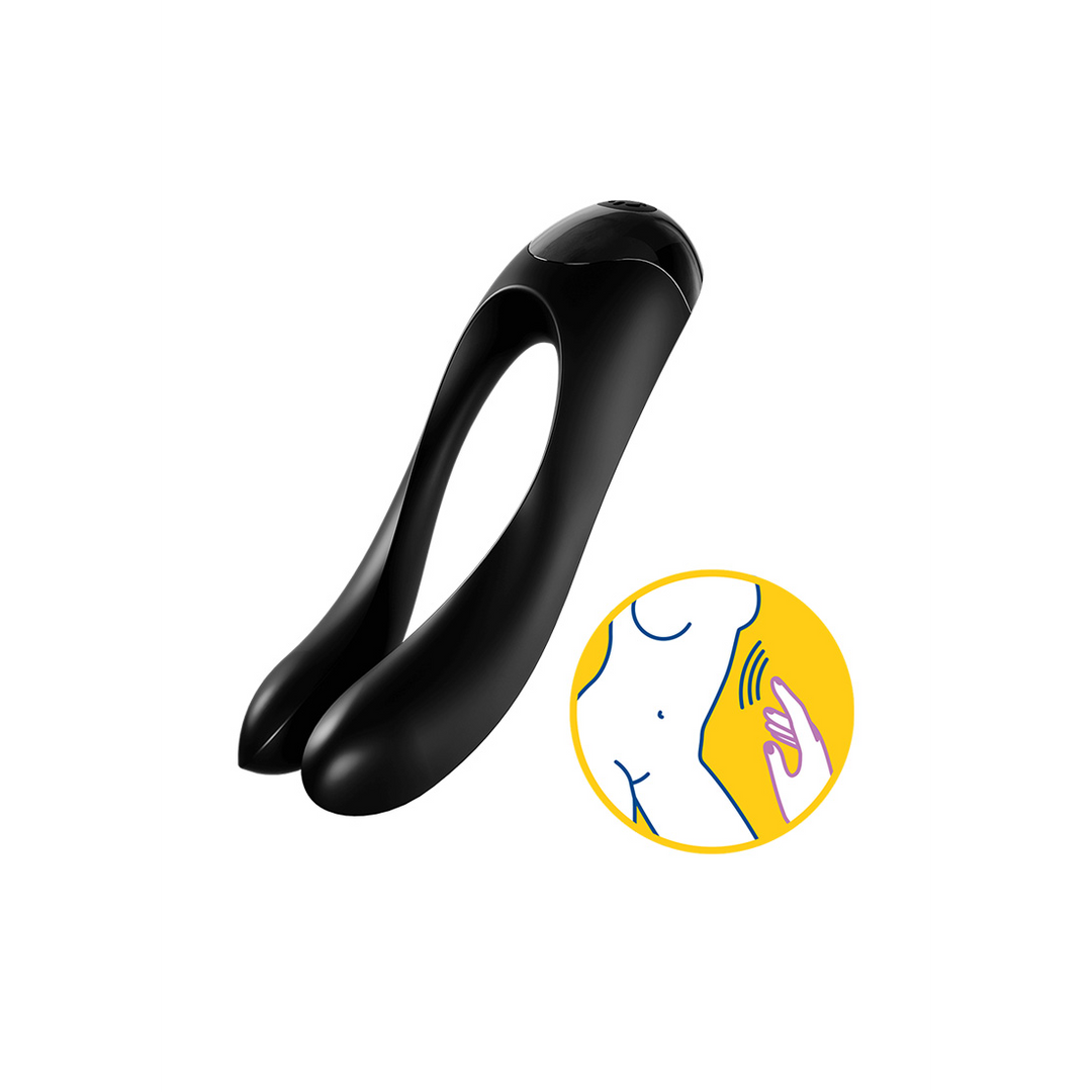 Candy Cane - Vinger Vibrator voor Intieme Zones - Zwart Schwarz - 1