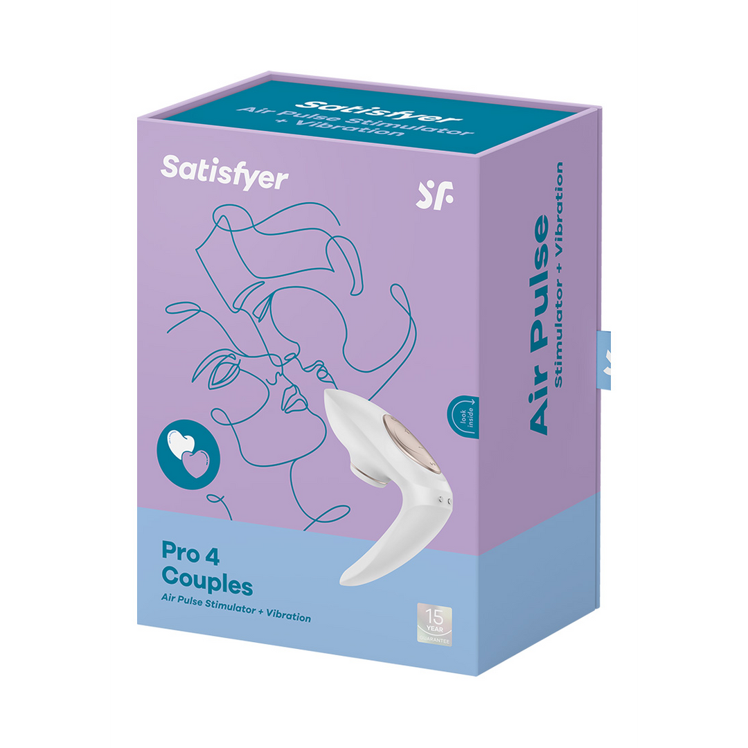 Pro 4 - Couples Air Pulse Stimulator en Vibratie - Wit/Roze Goud Weiß - 2