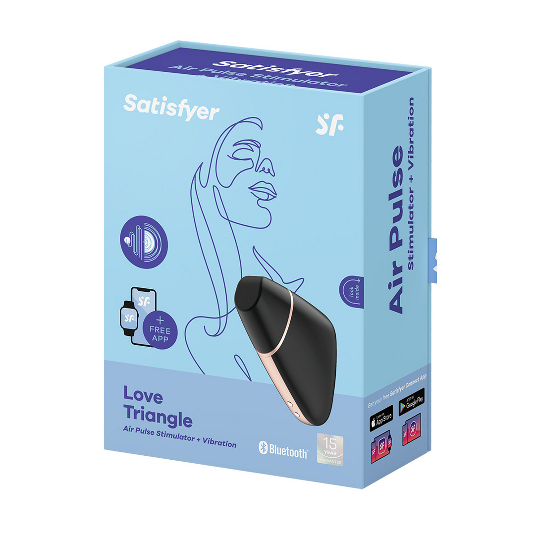 Love Triangle - Luchtpulserende Stimulator en Vibratie - Zwart Schwarz - 2