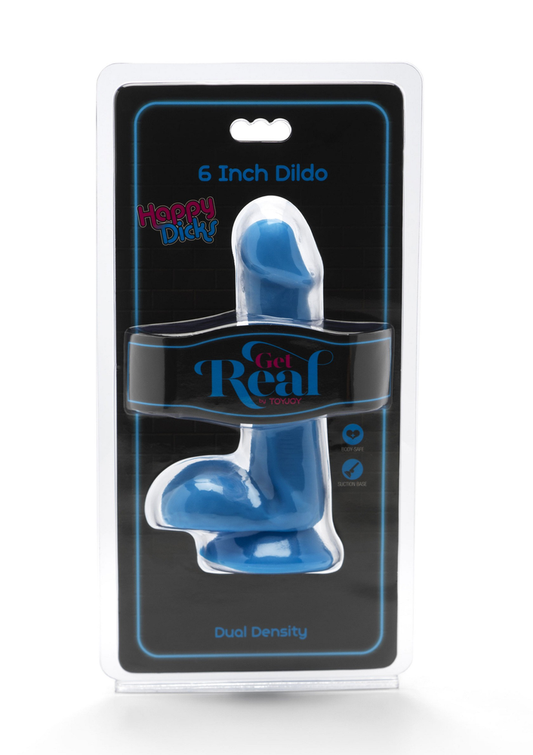 ToyJoy Get Real Happy Dicks Dildo 6' Balls - Blau