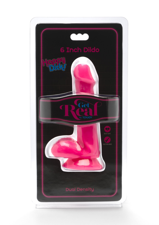 ToyJoy Get Real Happy Dicks Dildo 6' Balls - Rosa