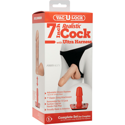 Realistische Dildo met Ultra Harnas - 7 / 18 cm - Vanille Fleischfarben - 1