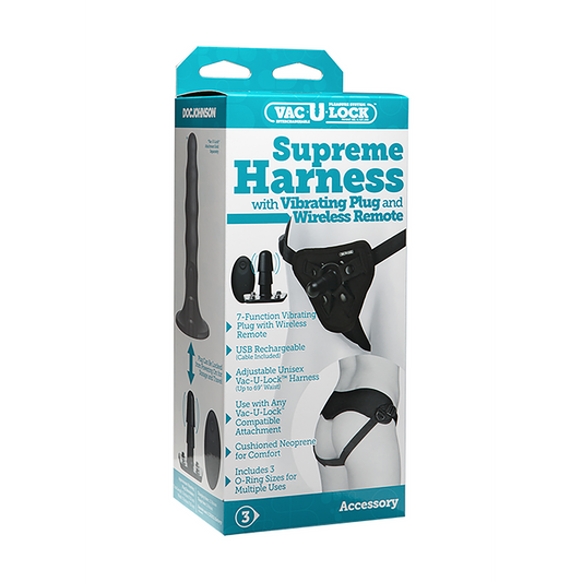 Supreme Harness mit Vibrating Plug und Remote Control - 2 Stück