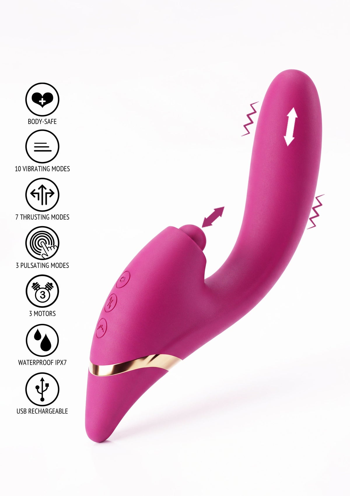 Triple Thrill Climaxer Vibrator FUCHSIA - 4