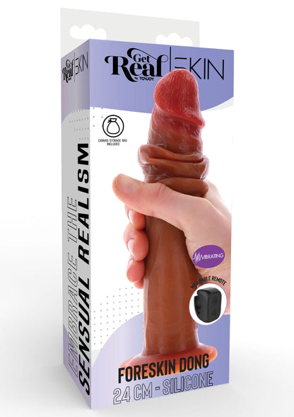 Foreskin Dong Vibrating Silicone 24 cm CARAMEL - 1