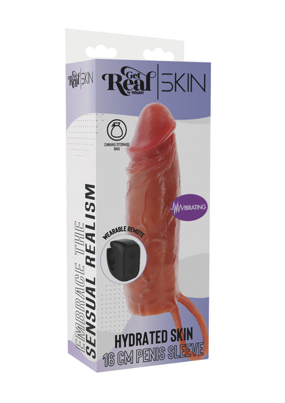 Hydrated Skin Penis Silicone Sleeve Vibrating 16 cm CARAMEL - 2