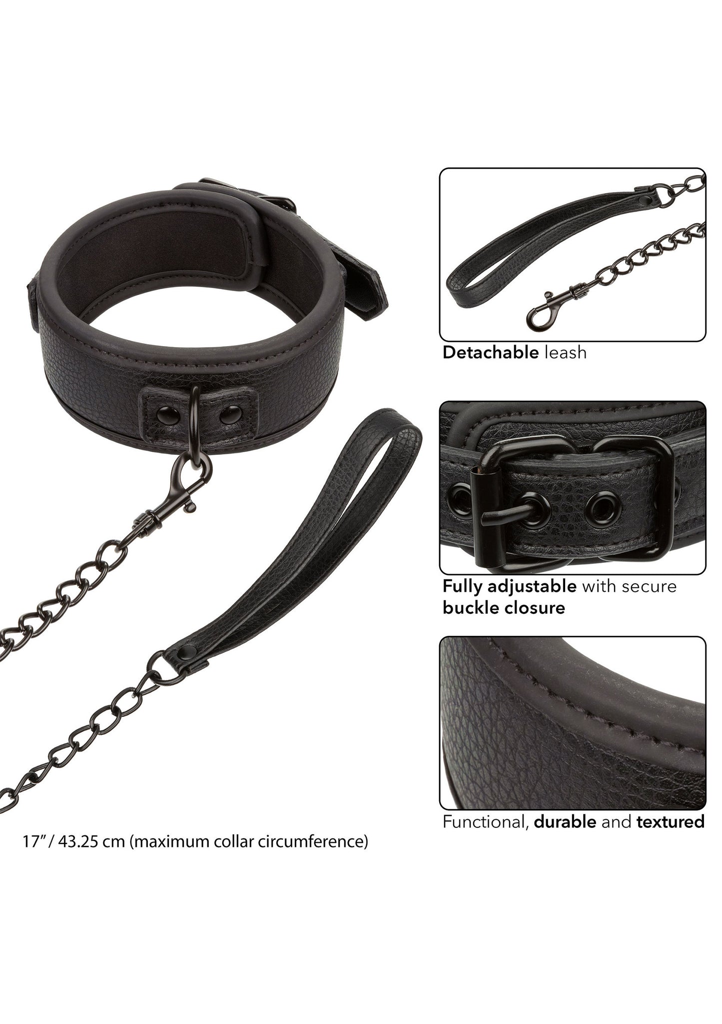 CalExotics Nocturnal Collection Collar & Leash BLACK - 5