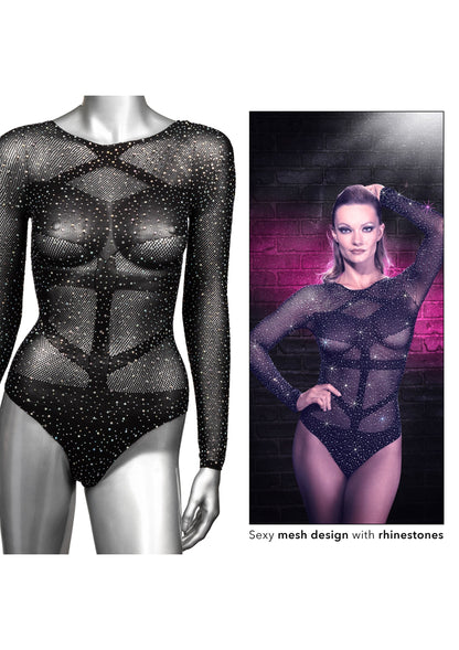 CalExotics Radiance Long Sleeve Body Suit BLACK O/S - 6
