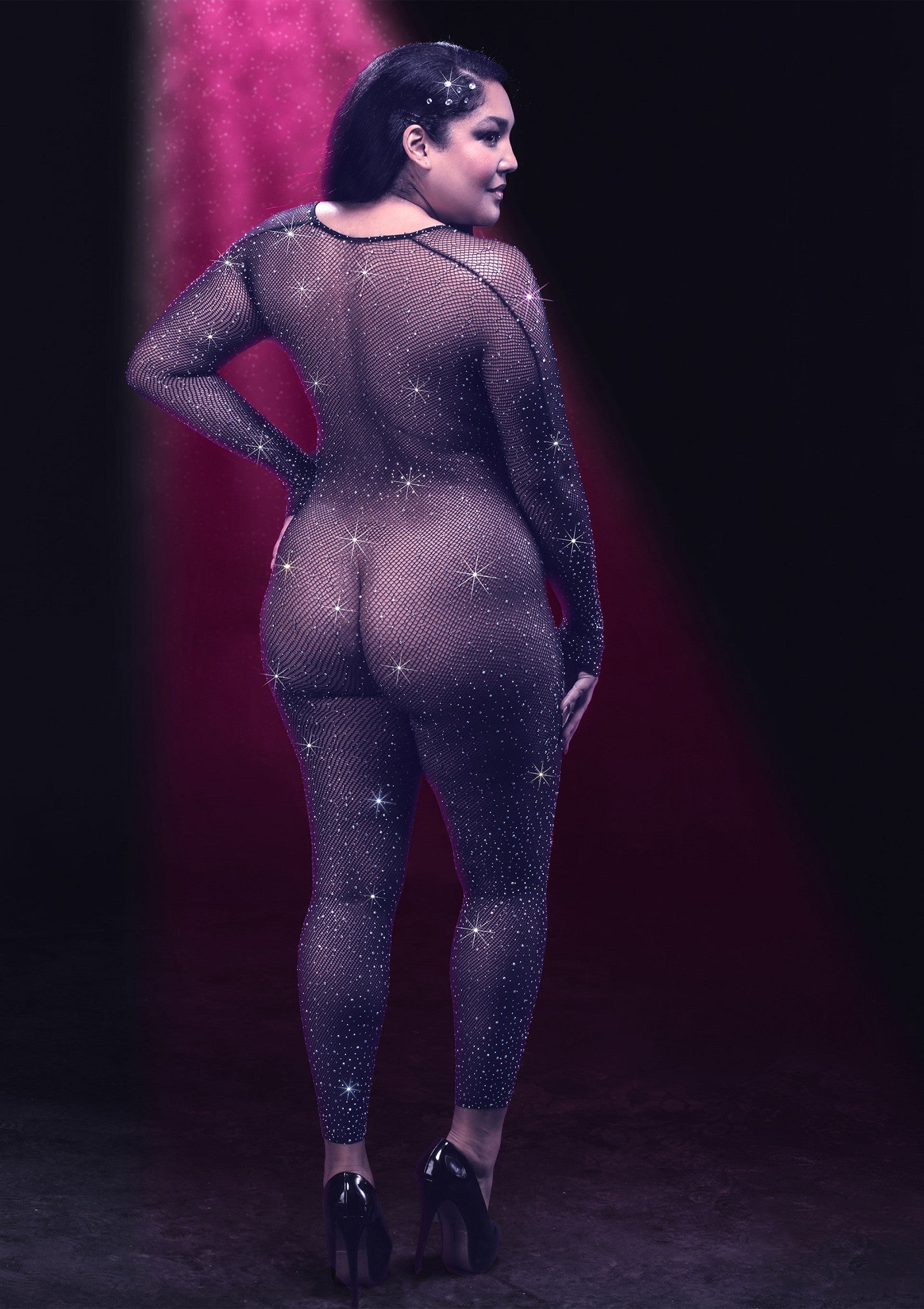 CalExotics Radiance Plus Size Crotchless Full Body Suit BLACK PLUS - 1