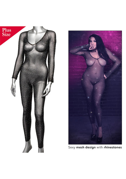 CalExotics Radiance Plus Size Crotchless Full Body Suit BLACK PLUS - 2