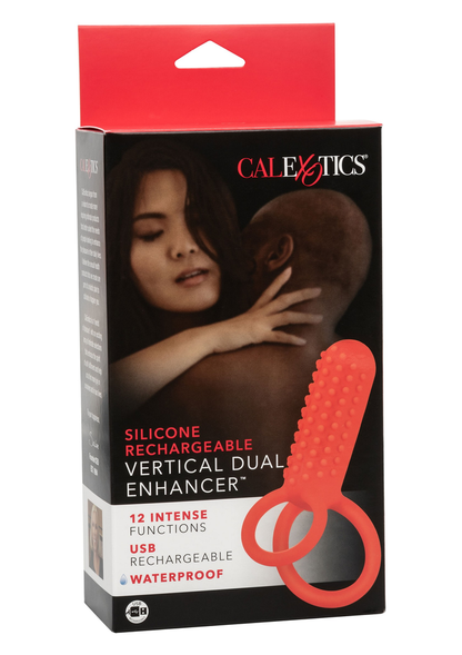CalExotics Silicone Rechargeable Vertical Dual Enhancer RED - 10