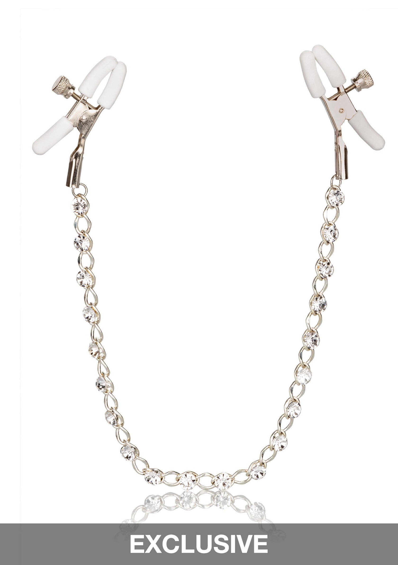 CalExotics Nipple Play Crystal Chain Nipple Clamps SILVER - 1