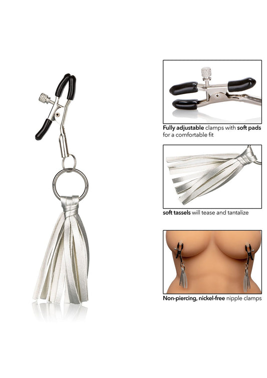 CalExotics Nipple Play Playful Tassels Nipple Clamps - Silber