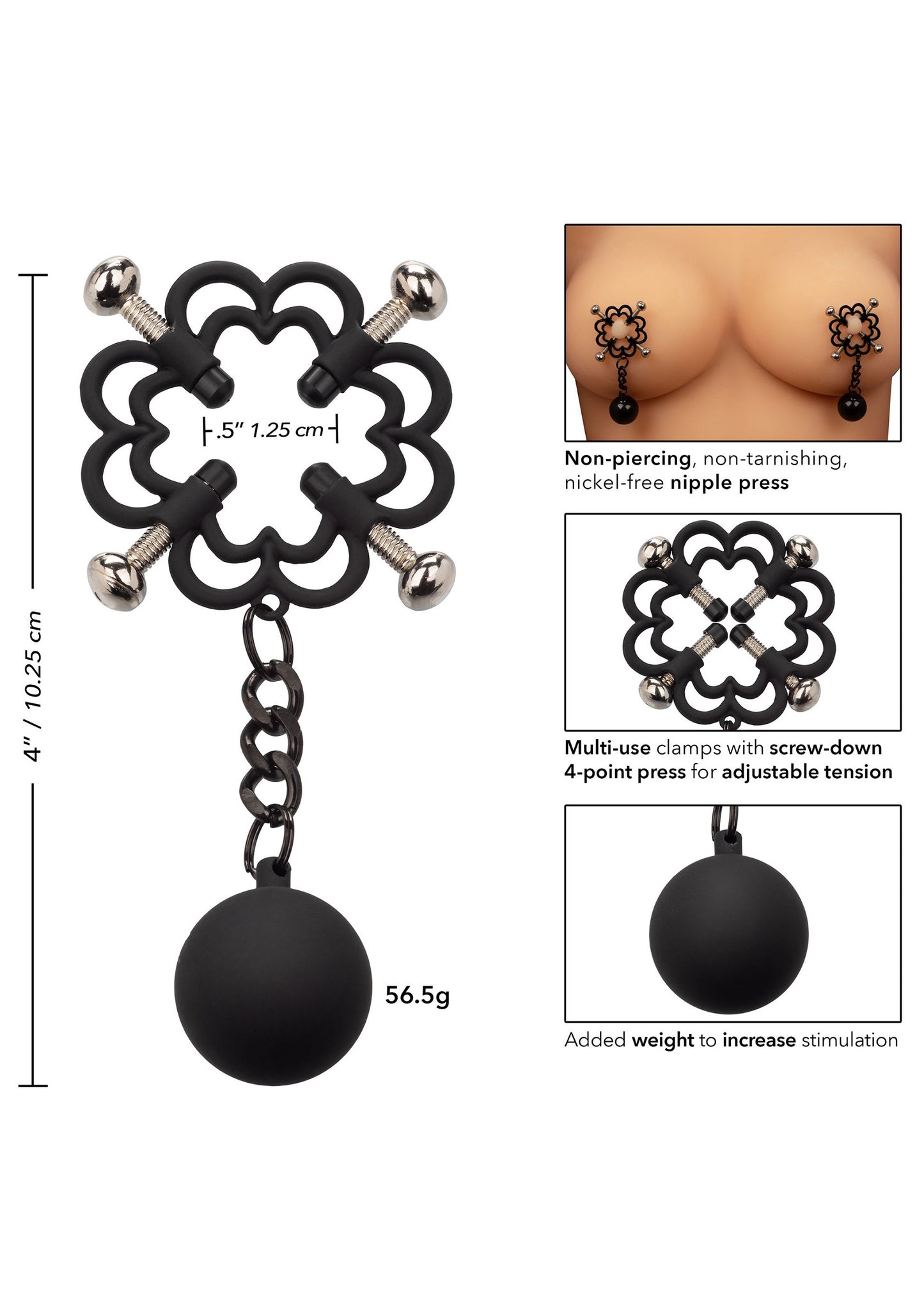 CalExotics Nipple Grips Power Grip 4-Point Weighted Nipple Press METAL - 1