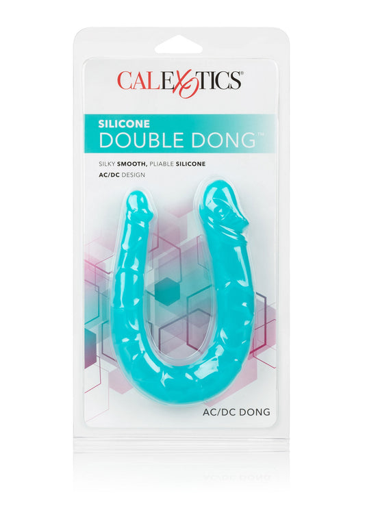 CalExotics Silicone Double Dong AC/DC Dong - Aqua
