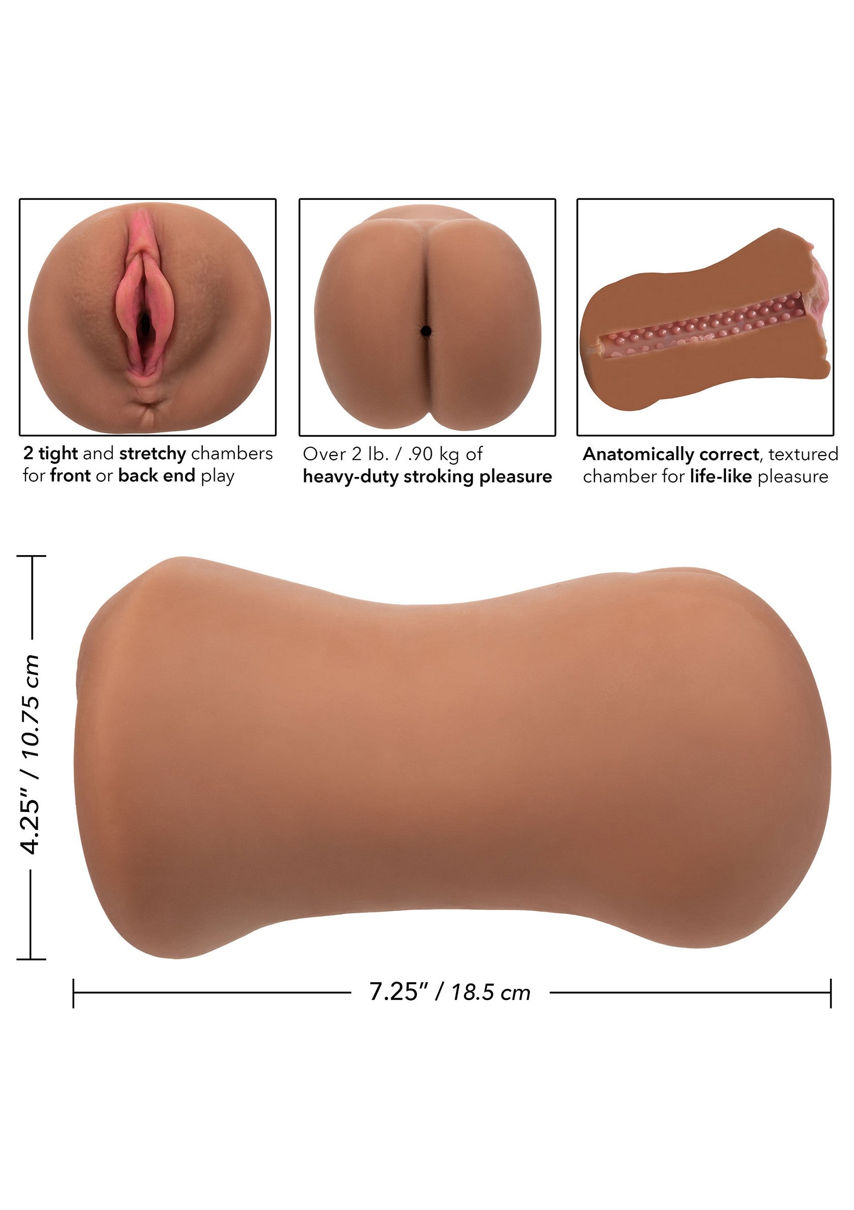 CalExotics Stroke It Dual Entry Pussy & Ass BROWN - 1