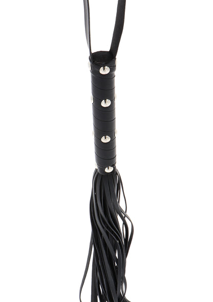 Hidden Desire Extreme Long Studded Flogger Whip BLACK - 0