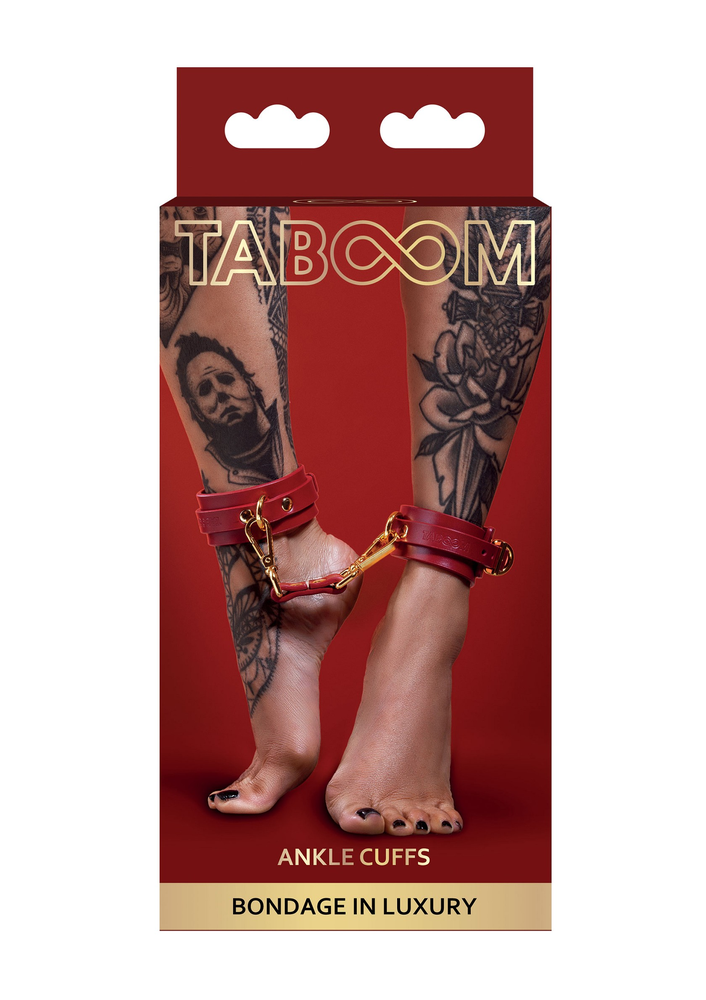 Taboom Bondage in Luxury Ankle Cuffs RED - 1