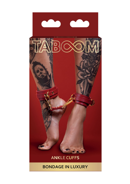 Taboom Bondage in Luxury Ankle Cuffs RED - 1